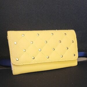 Max Studio Yellow Studded Quilted Wallet